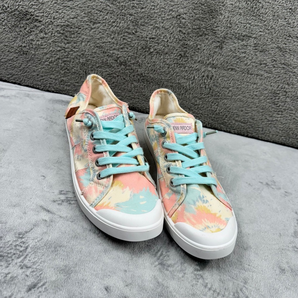 Jenn Ardor Tie Dye Canvas Sneakers Womens 10 Pastel Pink Blue Low Top Excellent